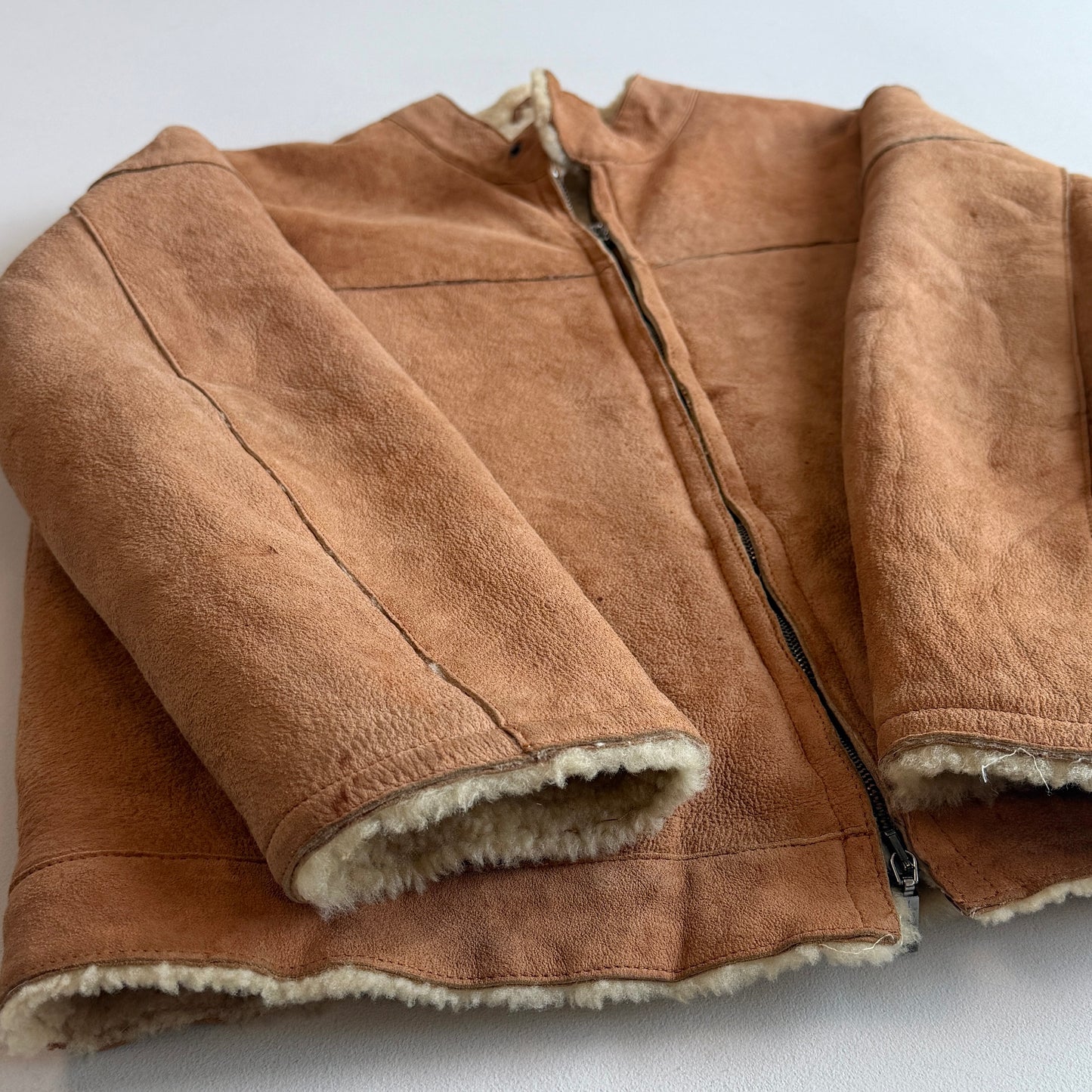 Ermenegildo Zegna (50IT /M) Leather Shearling Tan Bomber Jacket