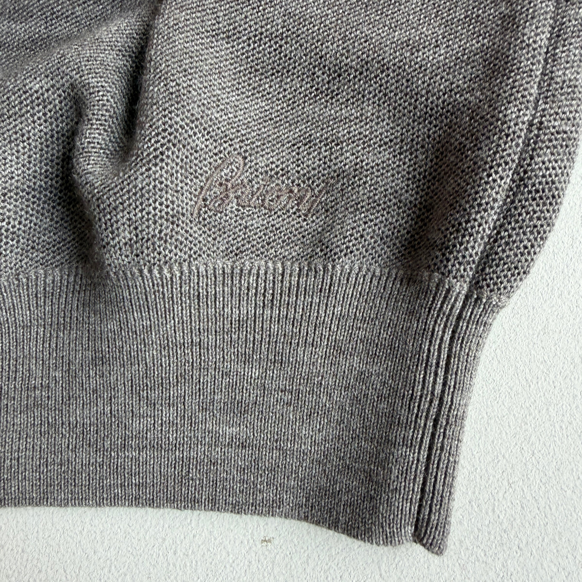 Brioni (50IT) Gray Wool Knit Collared Button Pullover Sweater