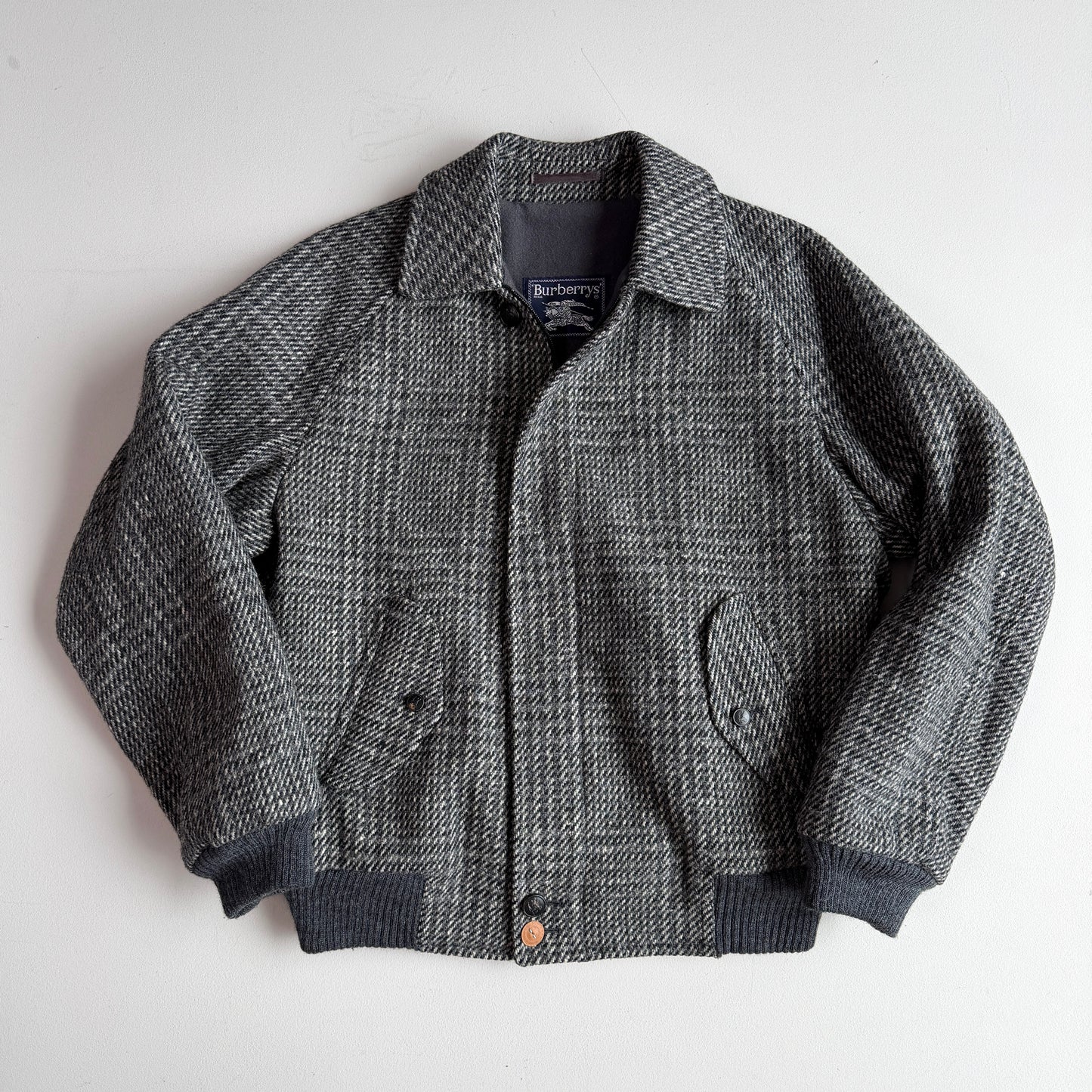 VNTG Burberry (36 / M) Tweed Wool Gray Raglan Sleeve Jacket