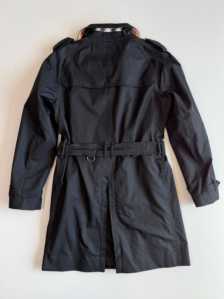 Burberry (54R) Black Poly/Cotton Gabardine Trench Coat