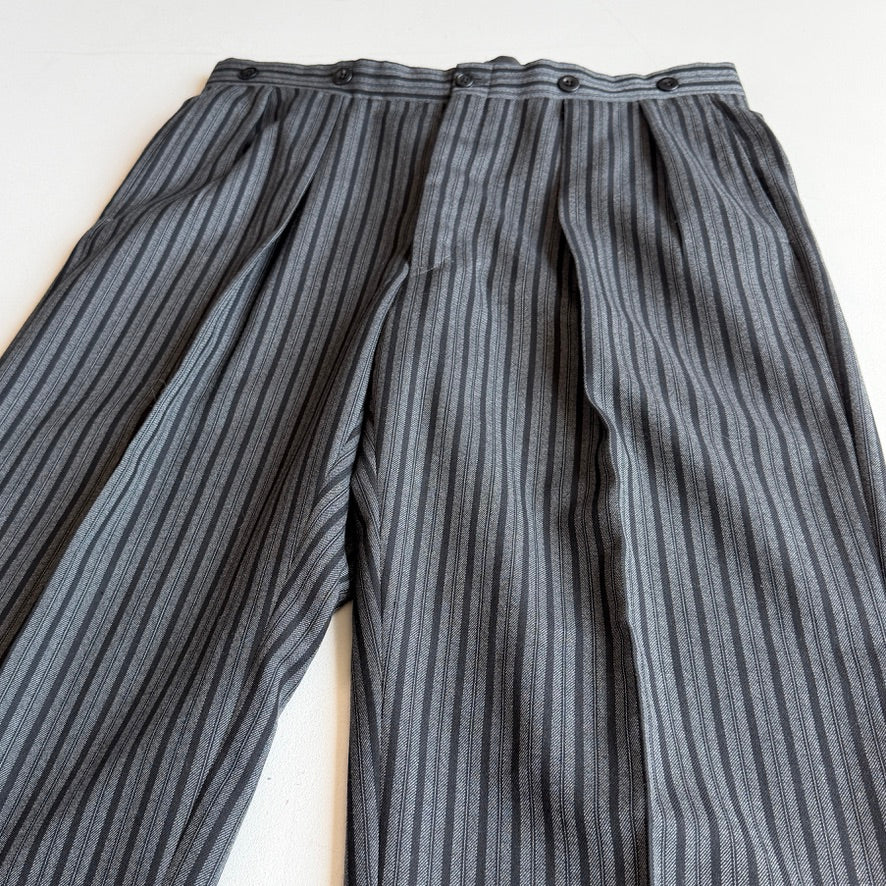 VNTG Polo Ralph Lauren (36x32) Wool French Workwear Stripe Back Cinch Trouser Pants