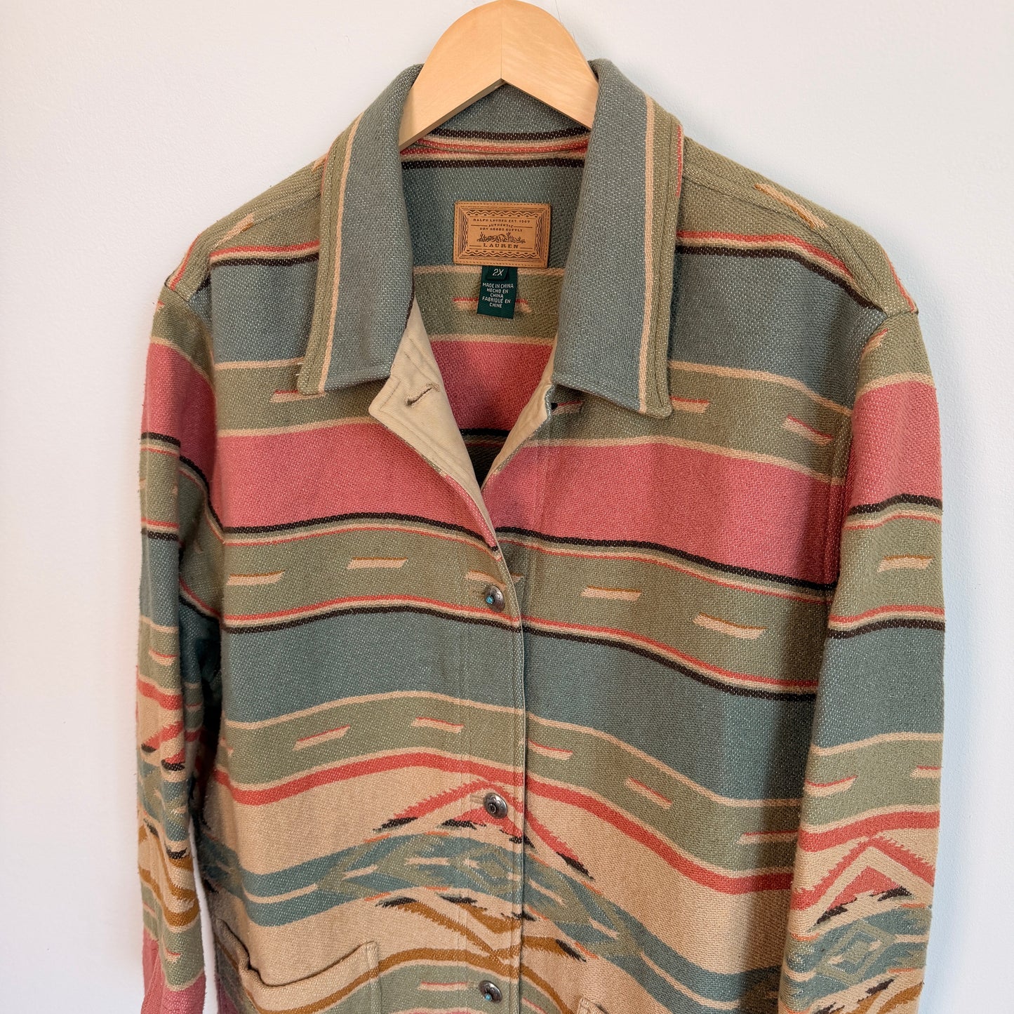 VNTG Lauren Ralph Lauren (2X) Southwest Cotton Blanket Jacket