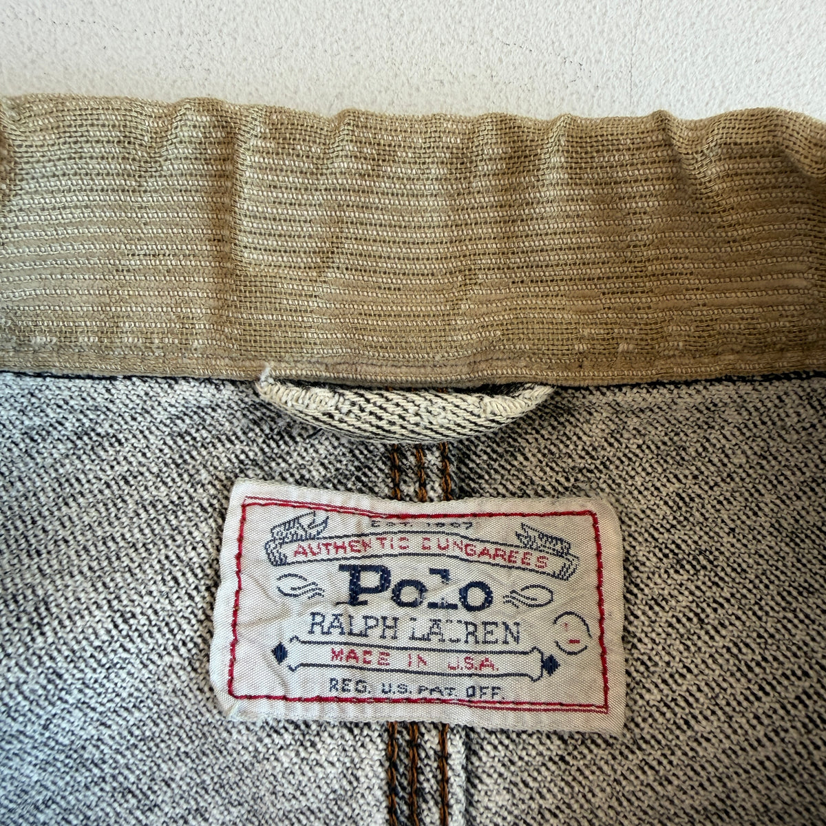 VNTG Polo Ralph Lauren (L) Sun-Bleached Gray Denim Western Trucker Jacket