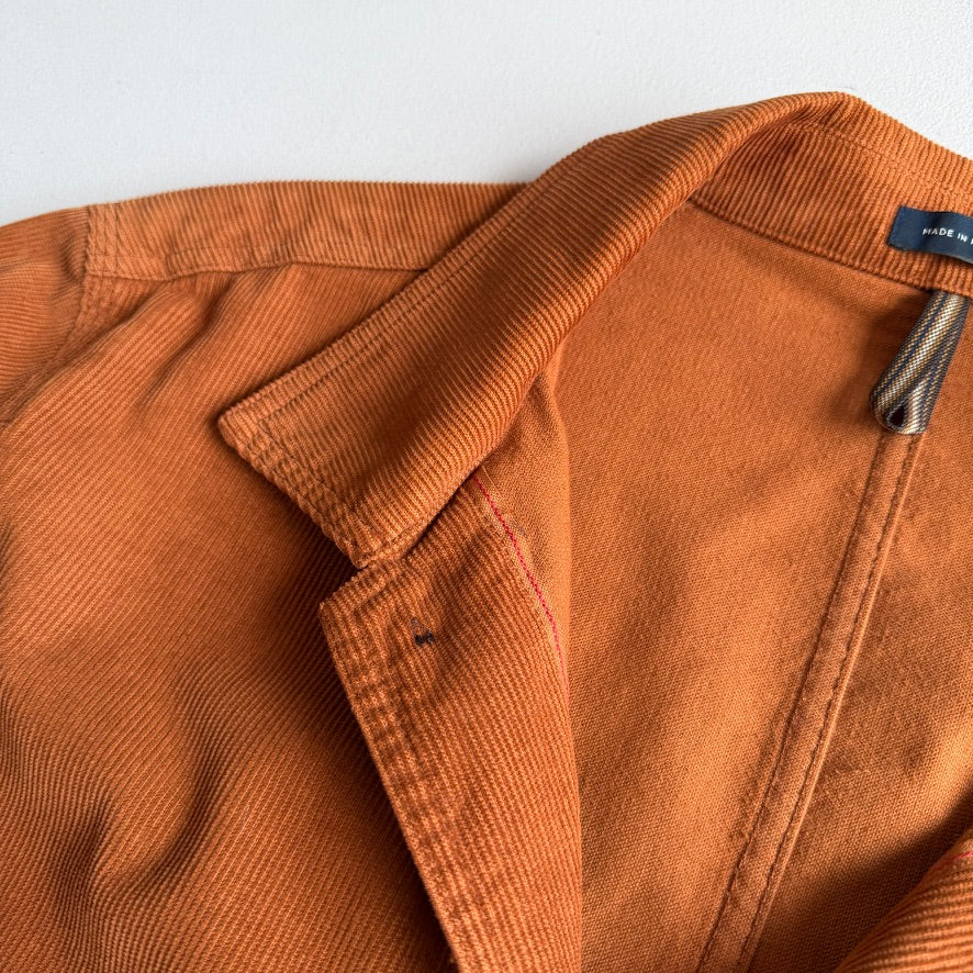Drake's London (44 /XL) Burnt Orange Corduroy Chore Coat Jacket