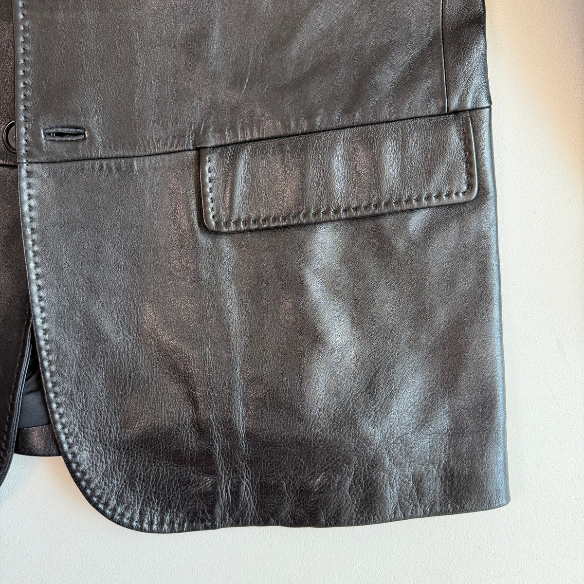 Ermenegildo Zegna (54/XL) Glove-Soft Leather Black Sports Coat