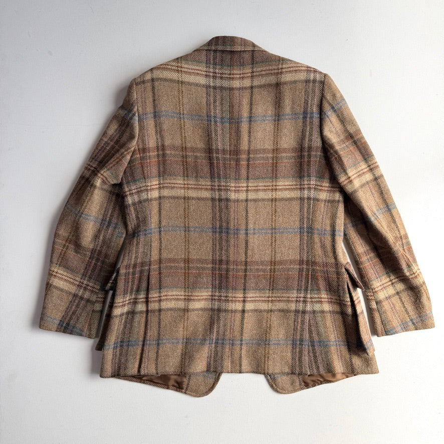 Polo Ralph Lauren (46L) Wool/Alpaca Tweed Blue/Purple Overcheck Sport Coat