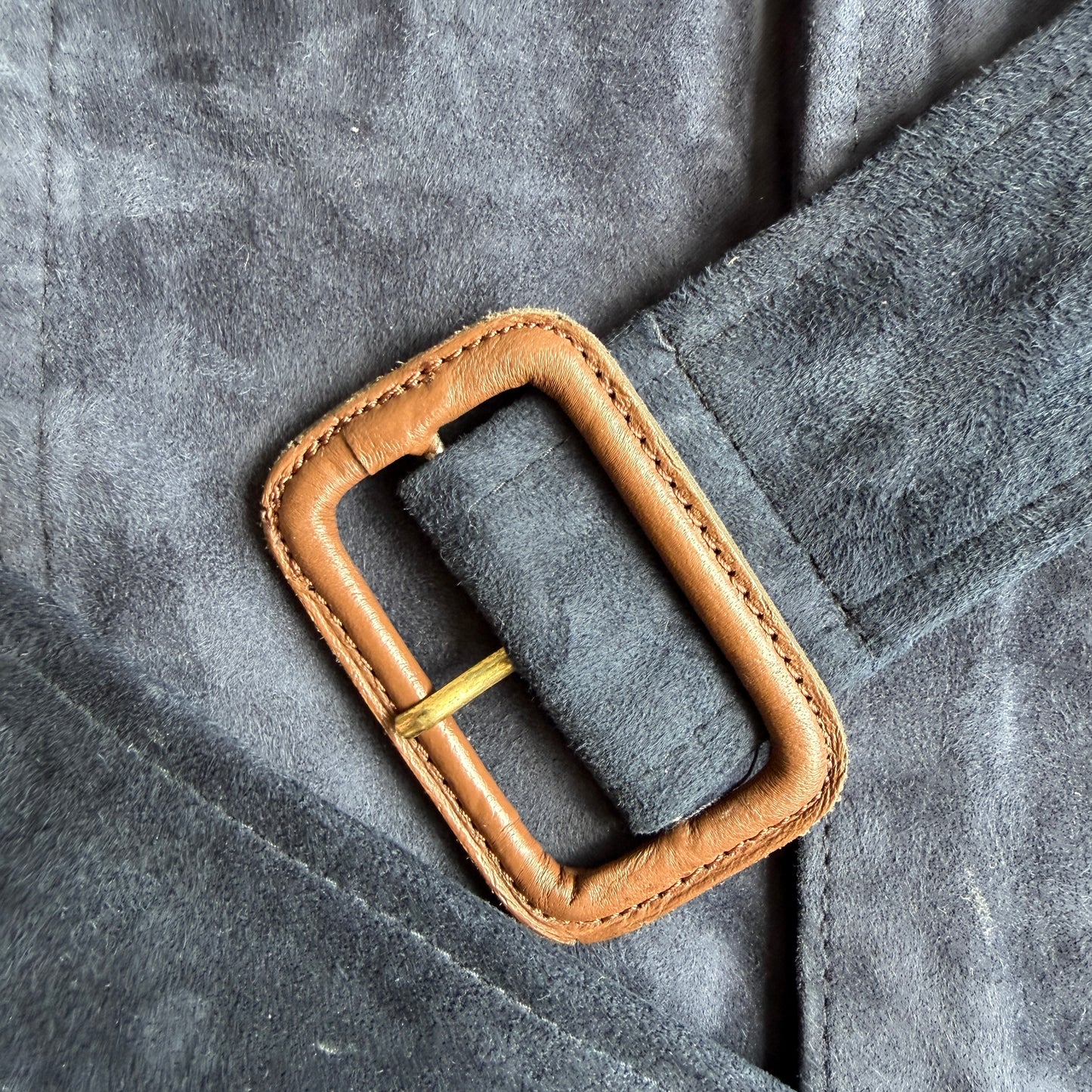Polo Ralph Lauren (L) Blue Suede Leather Safari Belted Jacket Coat