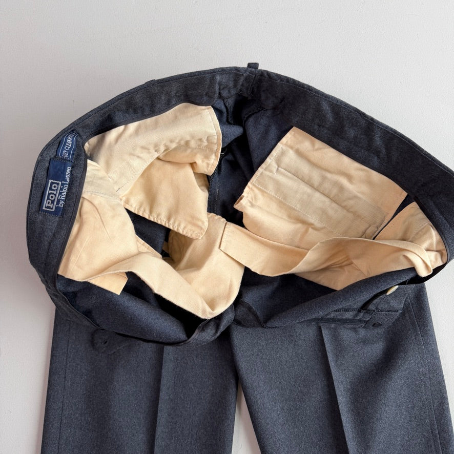 VNTG Polo Ralph Lauren (37x33) Slate Blue 100%Wool Trouser Pants
