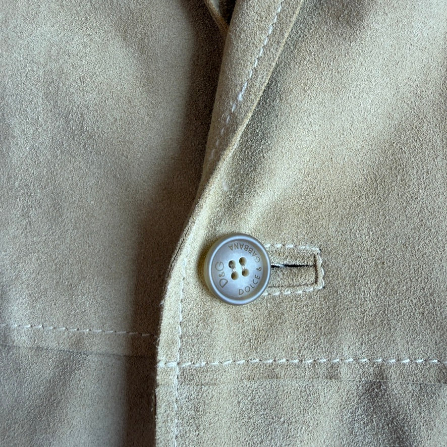 Dolce & Gabbana (48IT) Suede Leather Single Button Golden Yellow Sport Coat