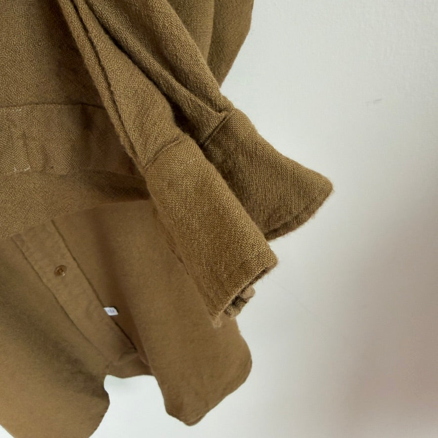 VNTG Polo Ralph Lauren (M) 100% Wool Olive Drab Band Collar WWI Shirt