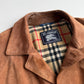 Burberry (52 /54) Suede Nova Check Raglan Balmacaan Leather Coat