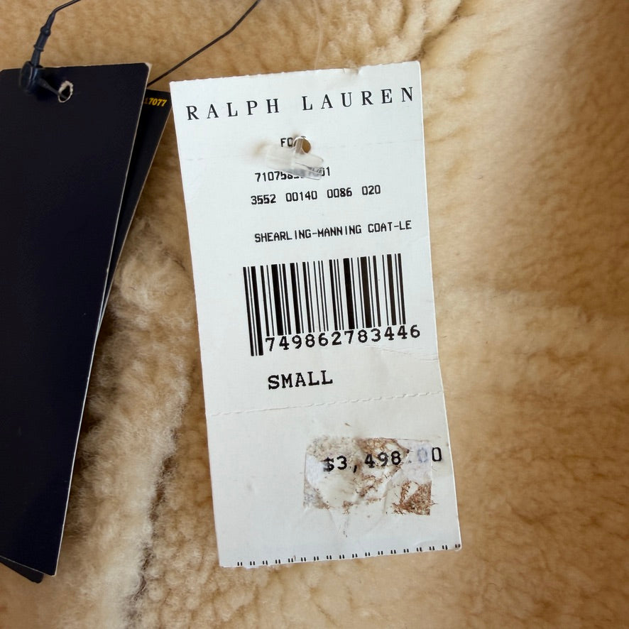 NWT Polo Ralph Lauren (S) Shearling Lamb Suede Leather Car Coat