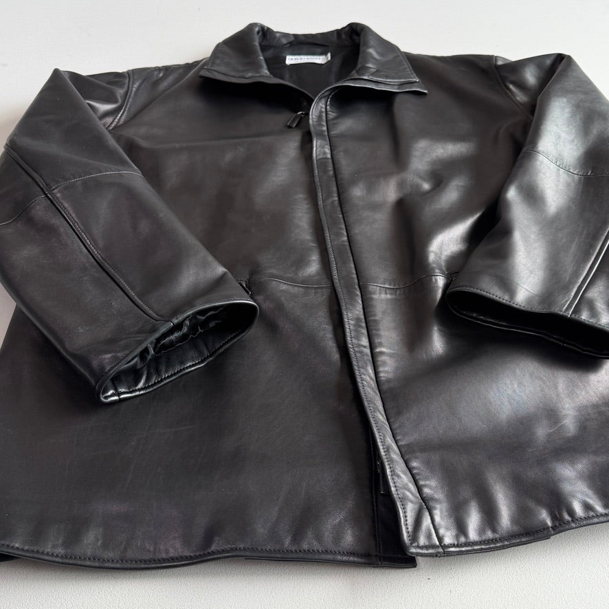Giorgio Armani (42 /44) Black Glove Soft Lambskin Leather Coat