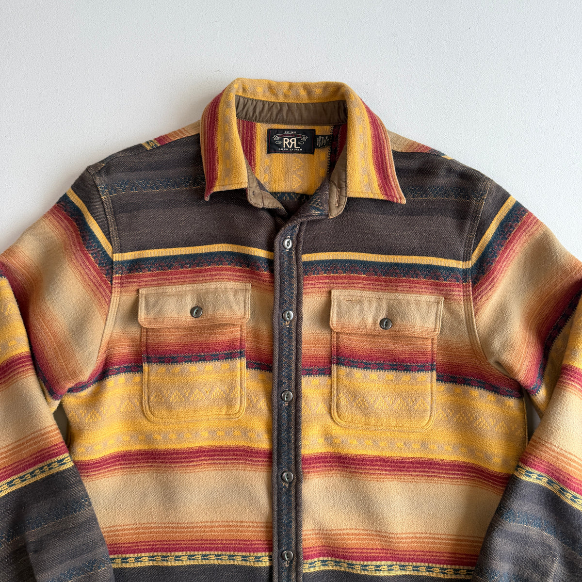 RRL Ralph Lauren (M) Southwest Striped Jacquard Cotton Work Overshirt