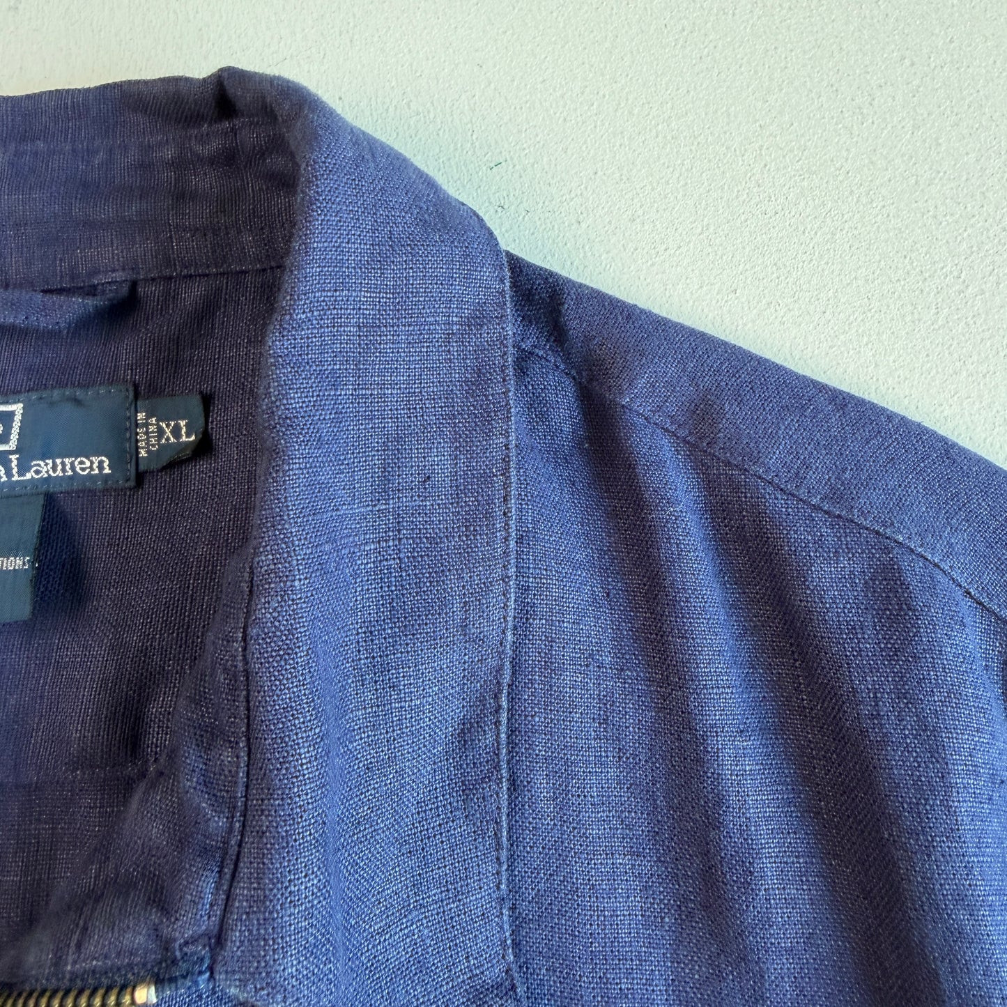 Polo Ralph Lauren (XL) 100% Linen Deep Blue Zip Jacket