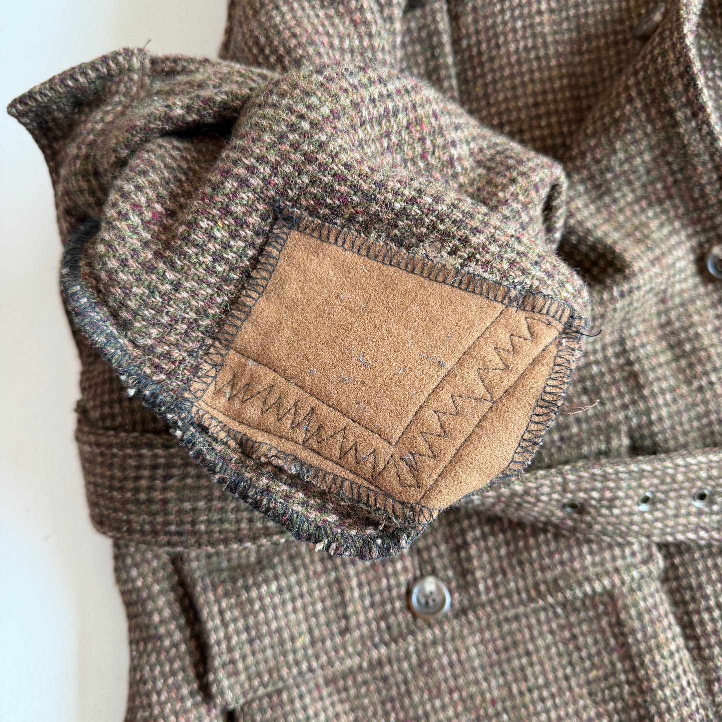 VNTG Polo Ralph Lauren (XL) Norfolk Wool Tweed Belted Melange Jacket Coat