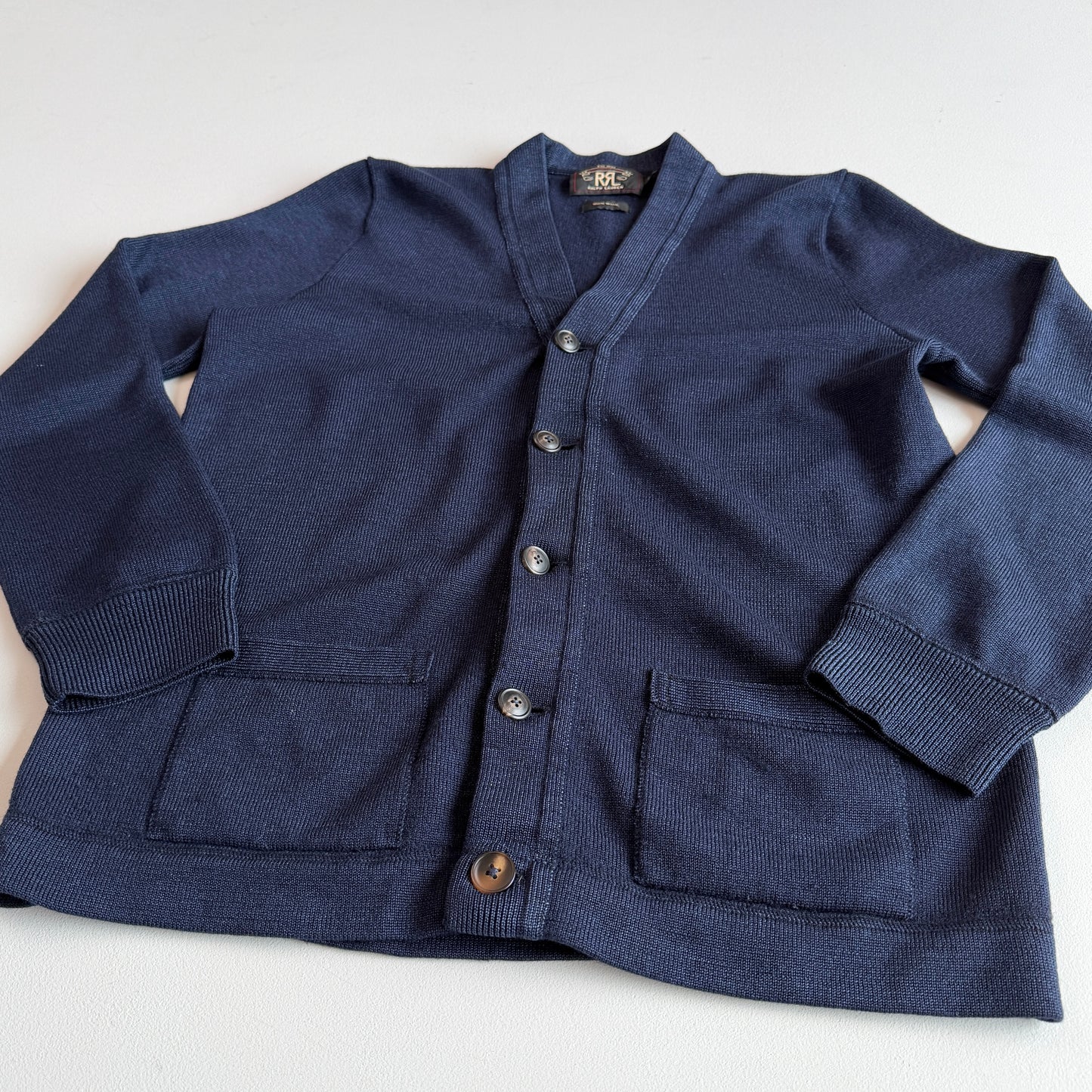 RRL Ralph Lauren (M) Indigo-Dyed Blue 100% Wool Cardigan Sweater