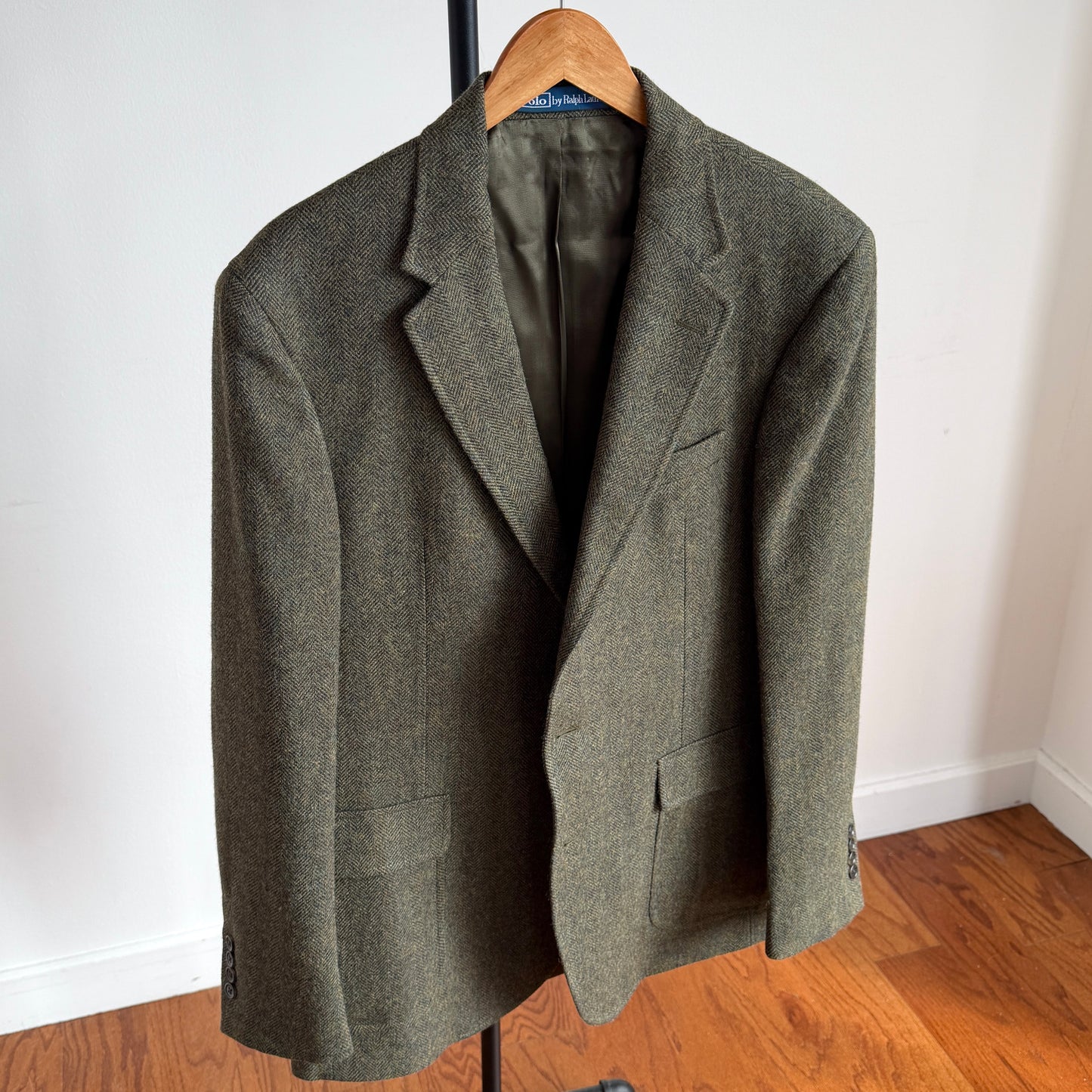 NWOT Polo Ralph Lauren (44L) Olive Green Wool/Cotton Tweed Moon Mill Fabric Sport Coat