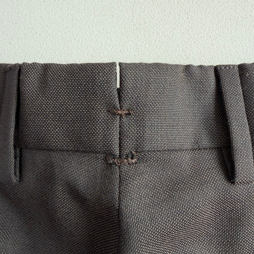 Isaia (36 x34) Dark Brown Wool Hopsack Basketweave Cuffed Pants