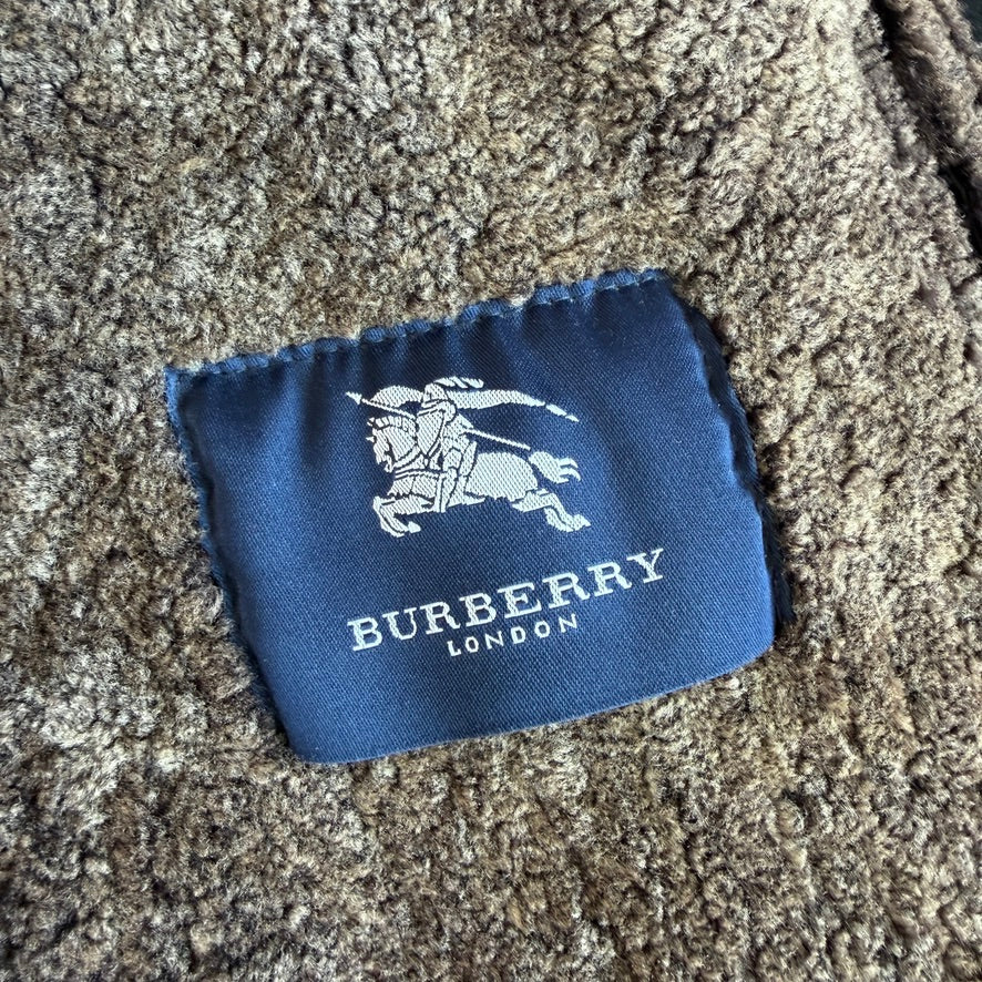 Burberry London (52) Lamb Shearling Suede Leather Black/Bronze Jacket