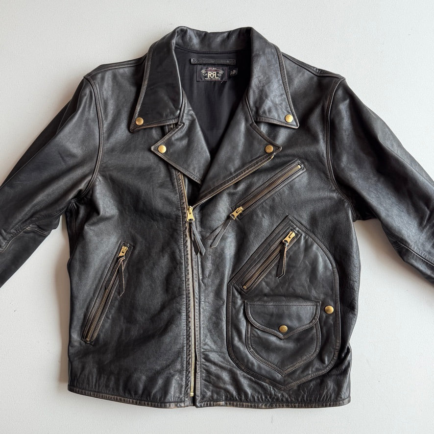 Rare! RRL Ralph Lauren (L) Hand Painted "Lucky Tens" Motorcycle Jacket