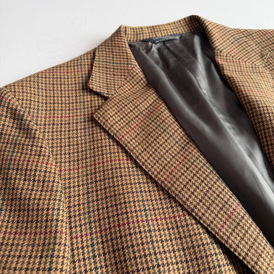 VNTG Polo Ralph Lauren (42L) Wool Houndstooth Overcheck Sports Coat