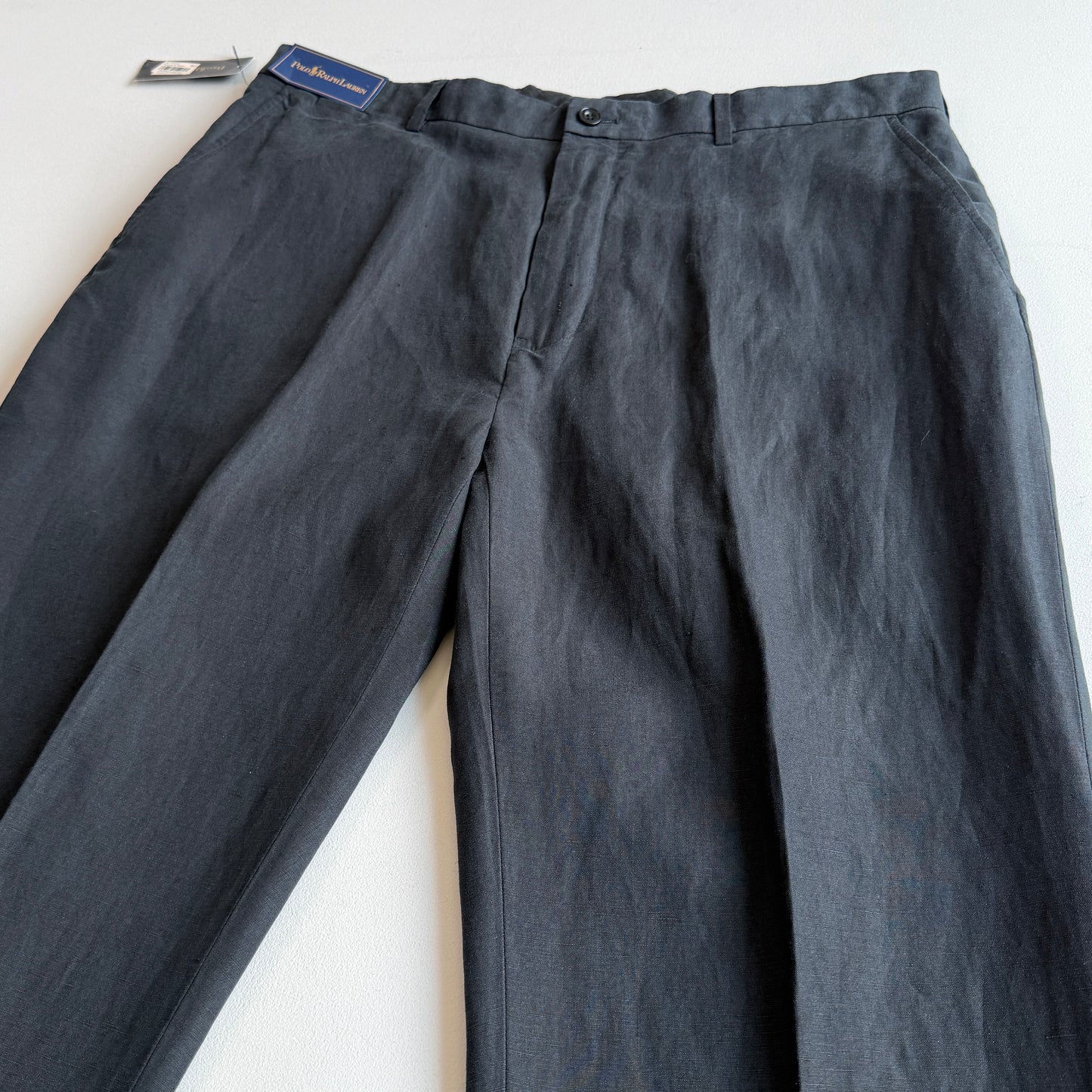 NWT Polo Ralph Lauren (36x32) Linen/Silk Navy Blue Trouser Pants