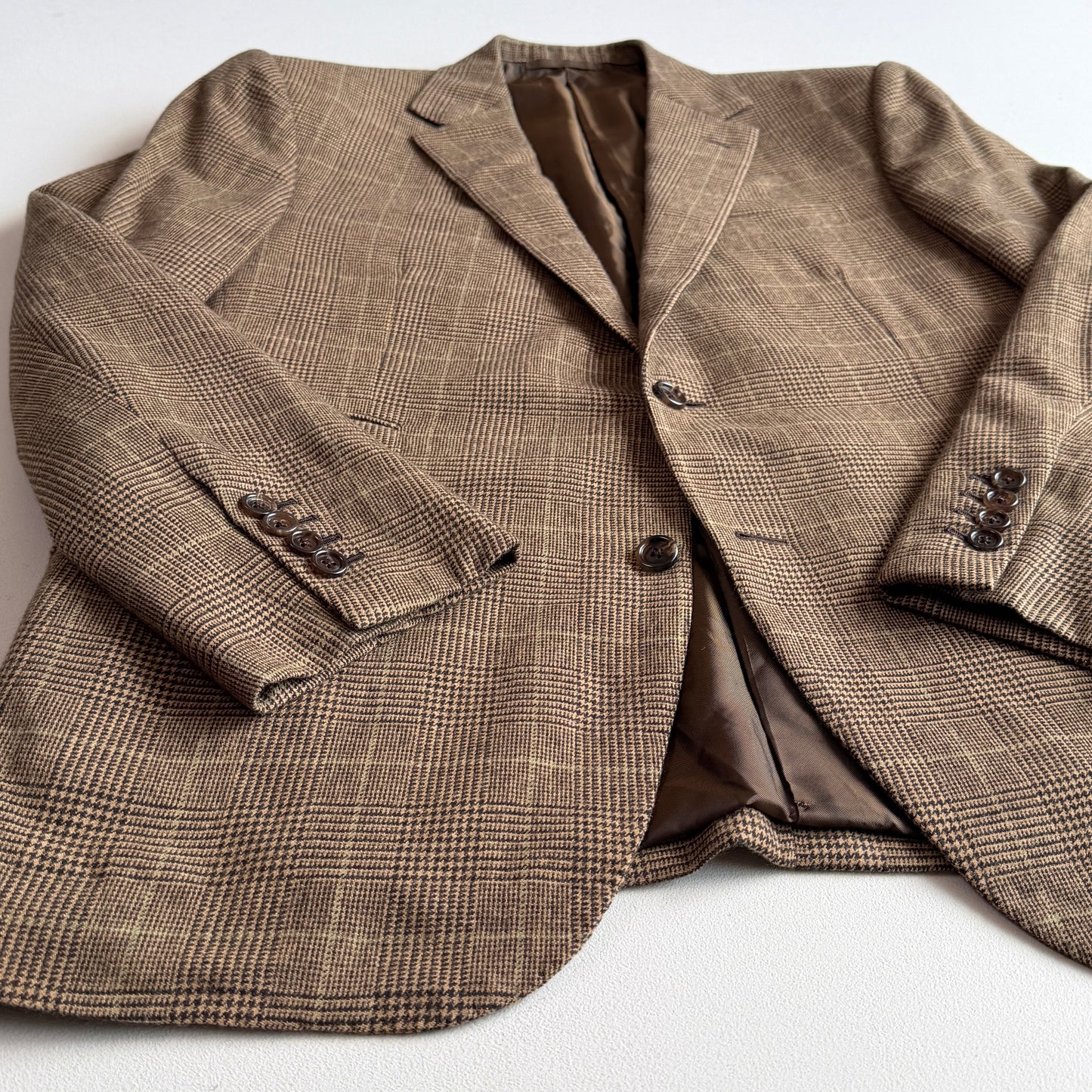 Ralph Lauren Purple Label (40R) Wool Flannel Glen Plaid Brown Sports Coat