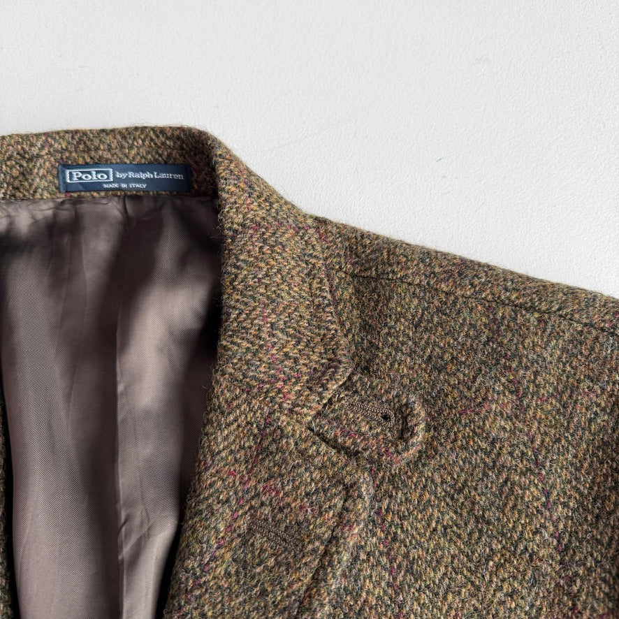 NWT Polo Ralph Lauren (44L) Half-Canvas Tweed Burgundy Check Sport Coat