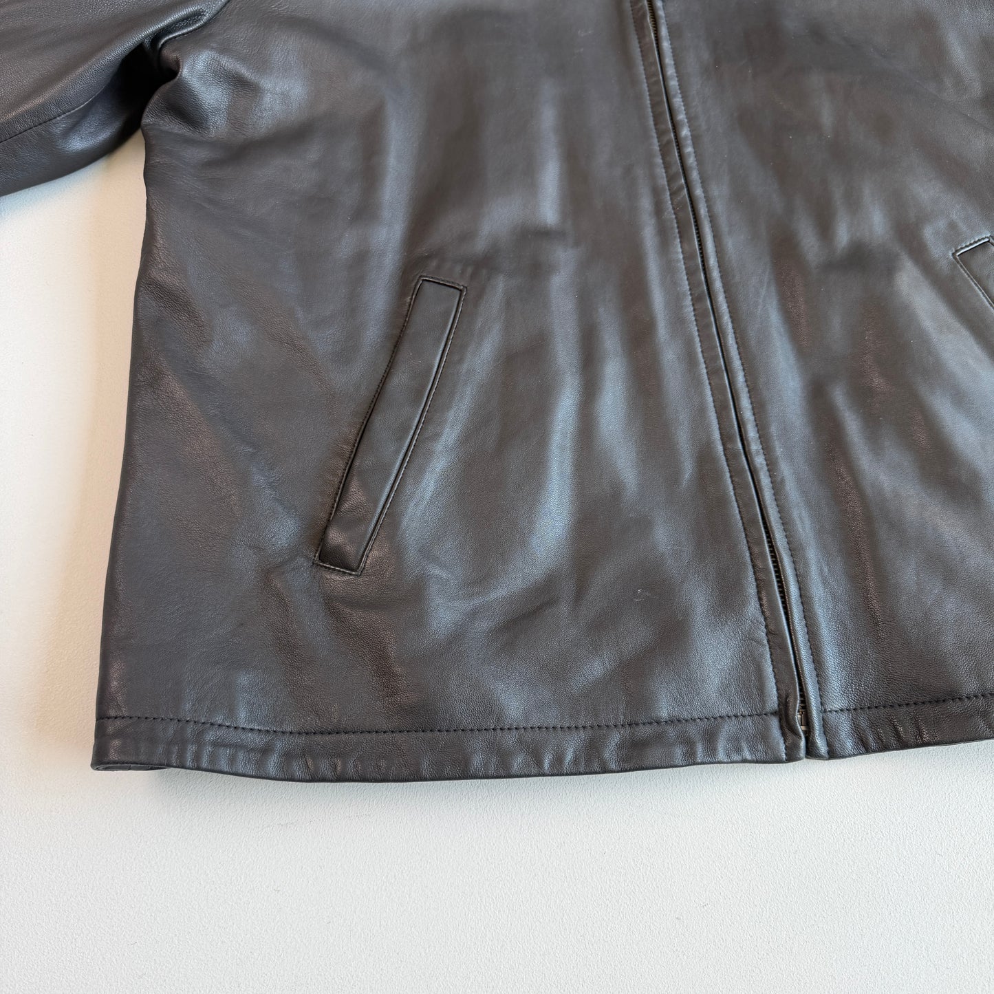 Polo Ralph Lauren (L) Black Glove Soft Leather Plaid Lined Jacket