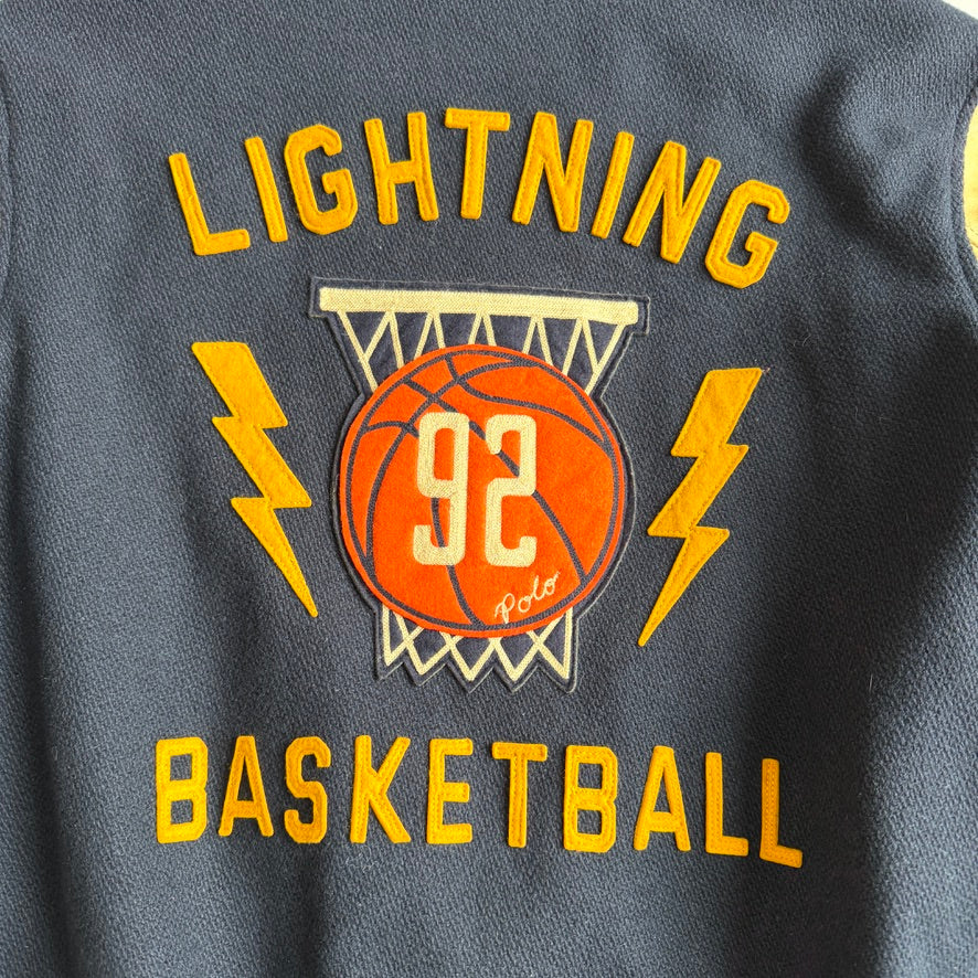 Polo Ralph Lauren (M) "Lightning Basketball" Varsity Leather Letterman Jacket