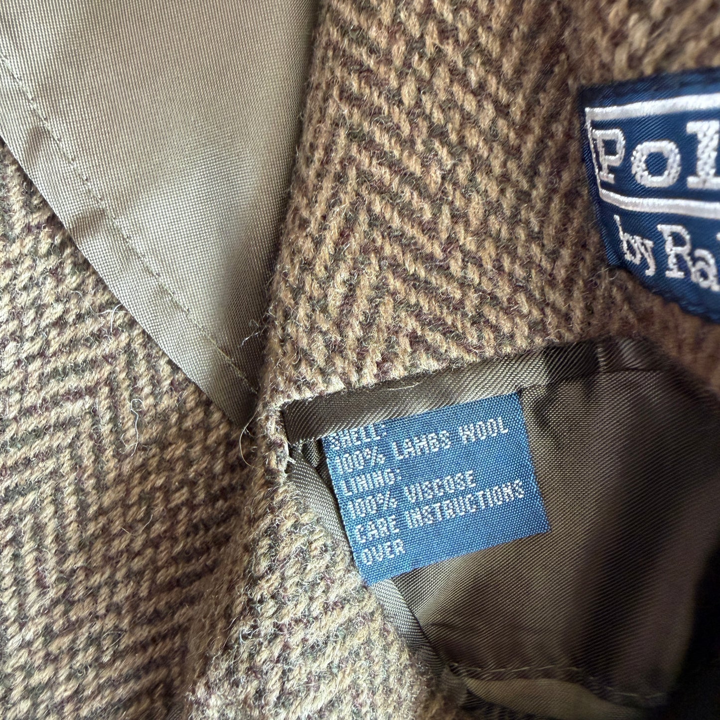 Polo Ralph Lauren (L / 43L) Olive Herringbone/Birdseye Tweed Wool Hacking Jacket