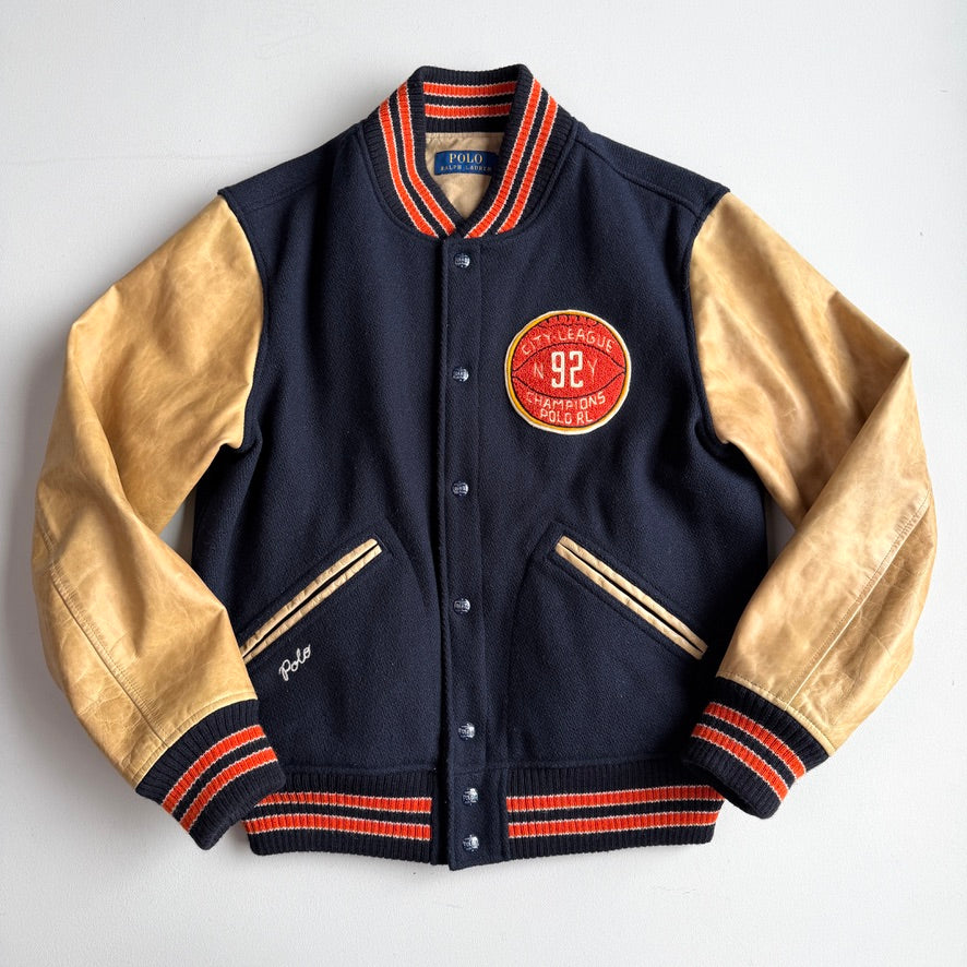 Polo Ralph Lauren (M) "Lightning Basketball" Varsity Leather Letterman Jacket