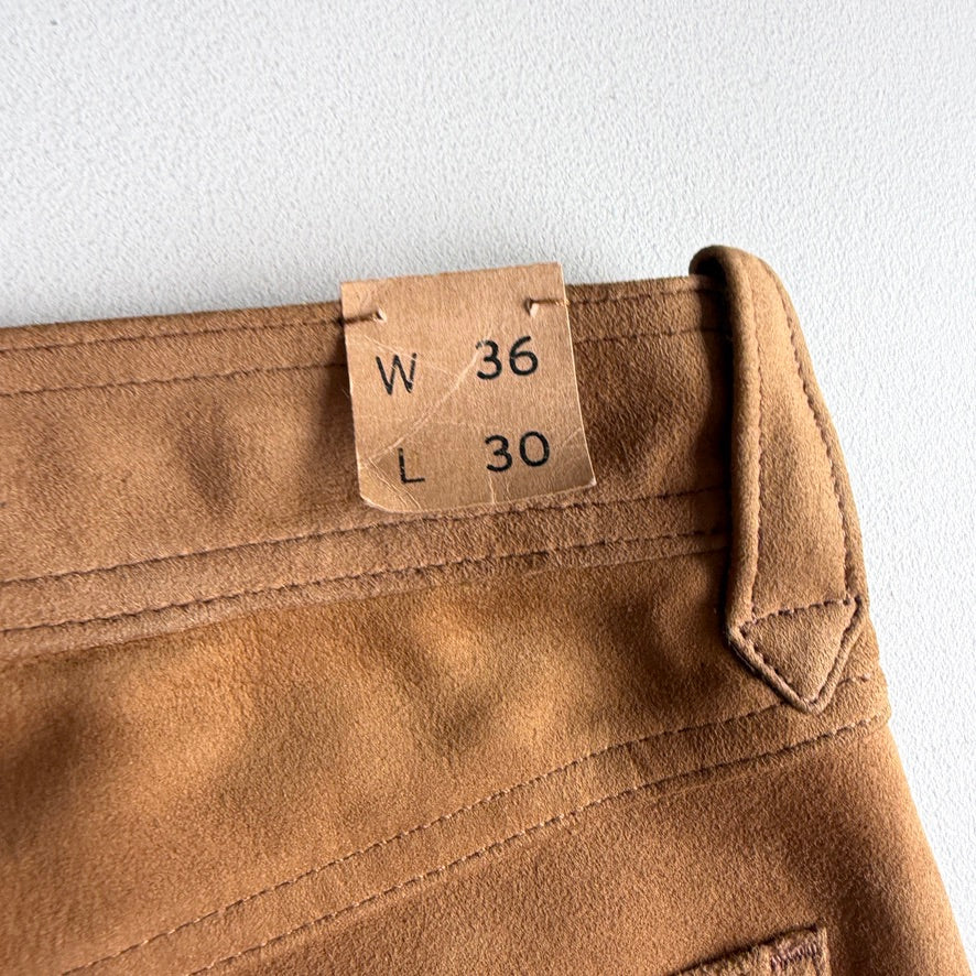 NWT RRL Ralph Lauren (36x30) Sheep Suede Leather Western Tawny Brown Pants