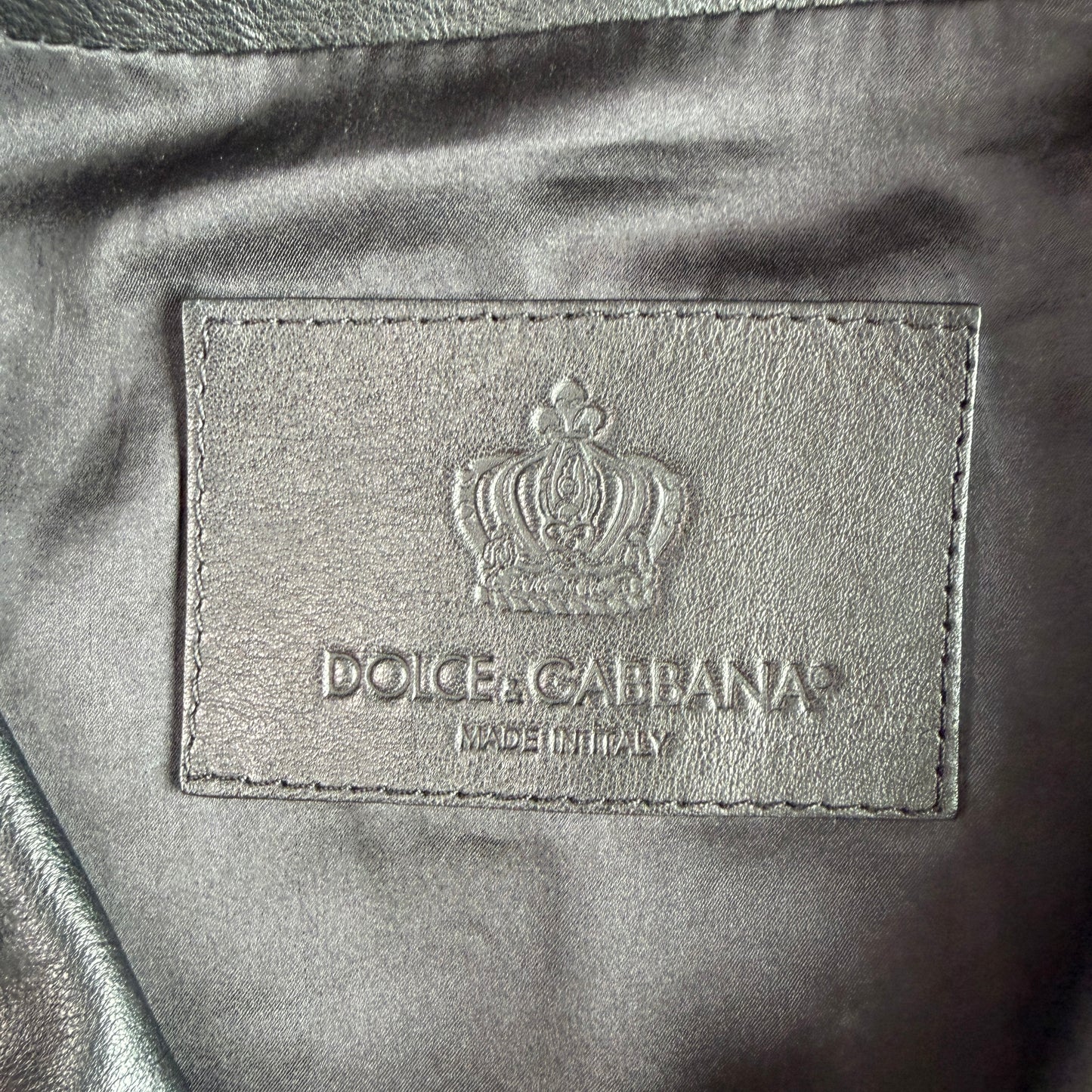 Dolce & Gabbana (48IT / M) Black Leather Brass Zipper Cafe Racer Jacket