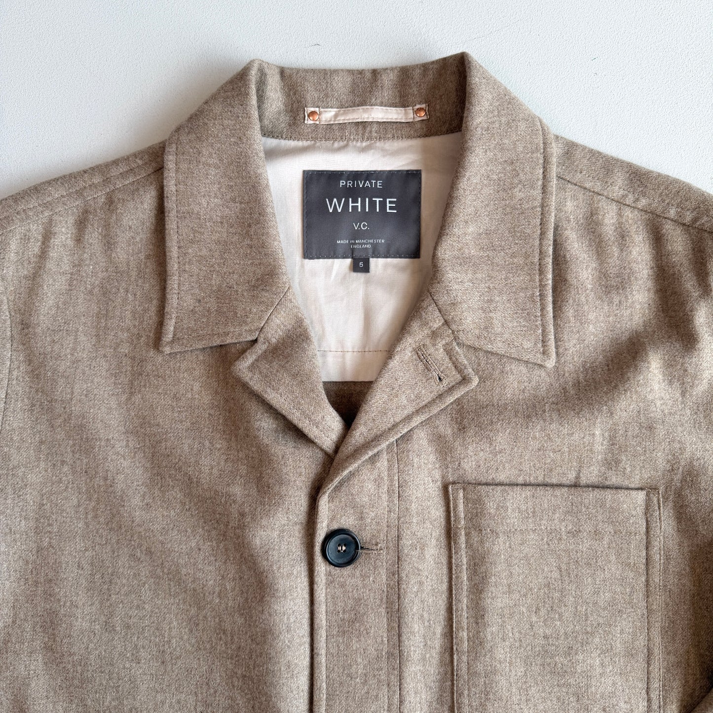 MINT! Private White V.C. (5 / L) "Mayfair Shacket" Oat Wool Jacket Overshirt