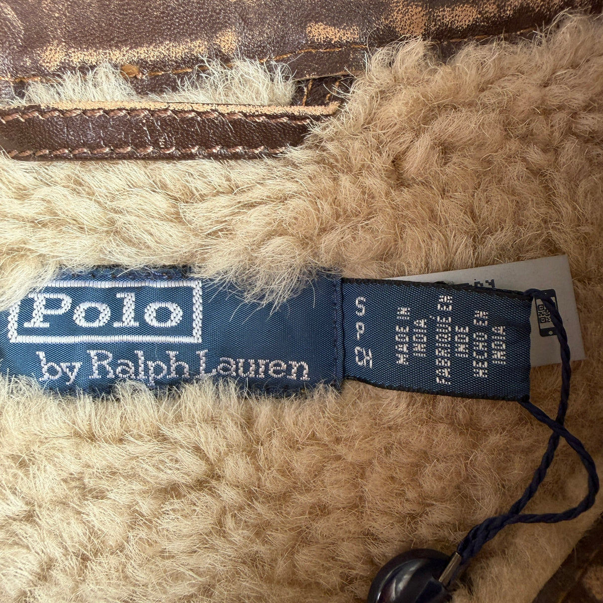 NWT Polo Ralph Lauren (S) Leather Shearling Western Pearl Snap Jacket Shirt