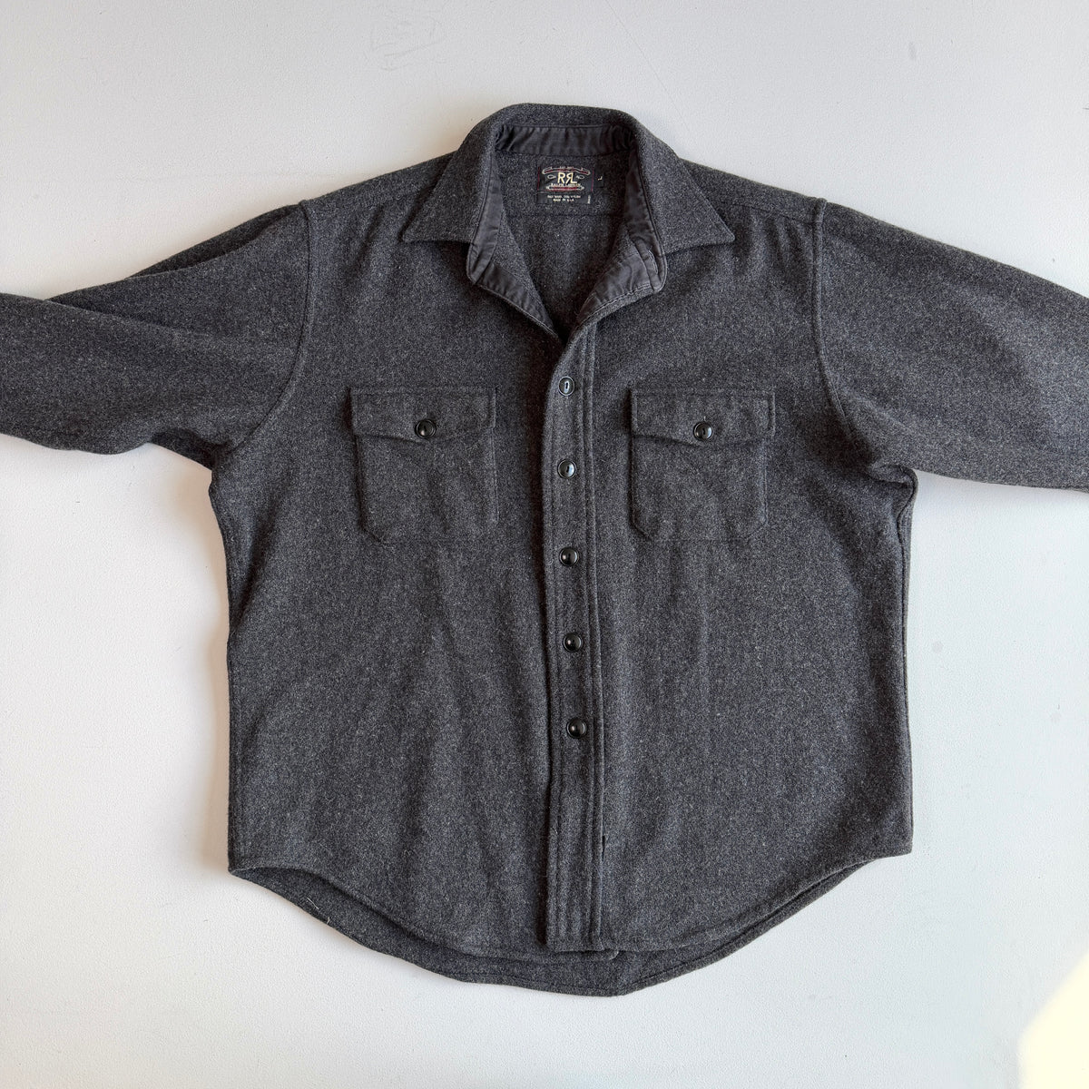 VNTG RRL Ralph Lauren (L) Charcoal Gray Wool Blend Overshirt