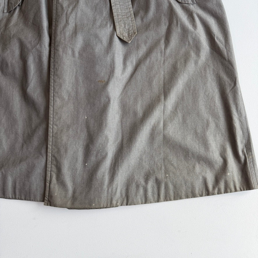 VNTG Burberry (44L) 100% Cotton Gabardine Double Breast Gray Trench Coat