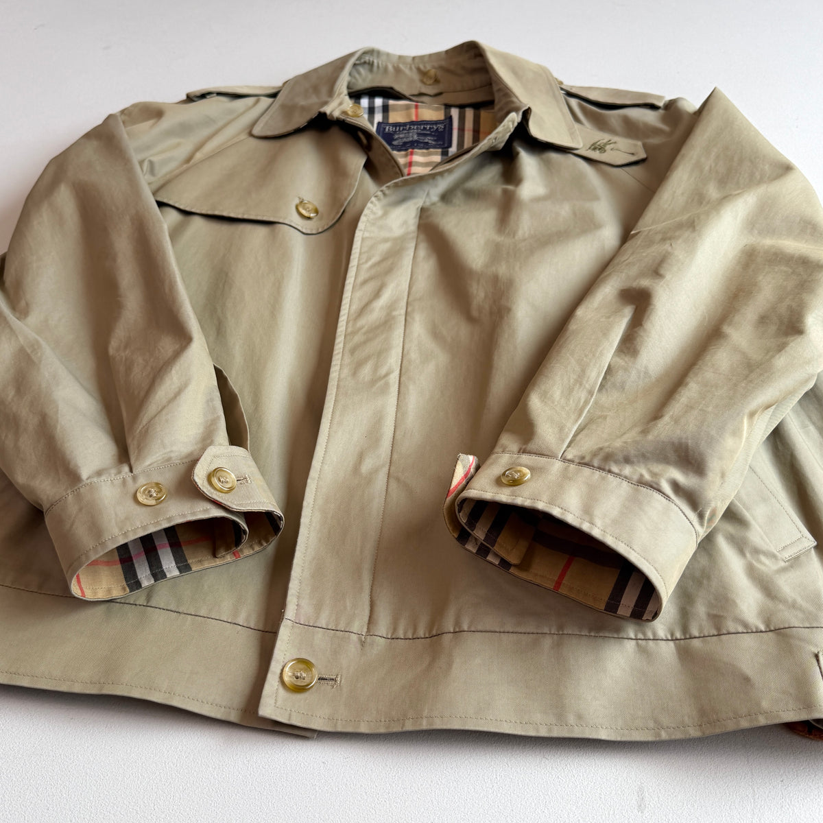 VNTG Burberry (54 / XL) Cotton Gabardine Zip Harrington Jacket