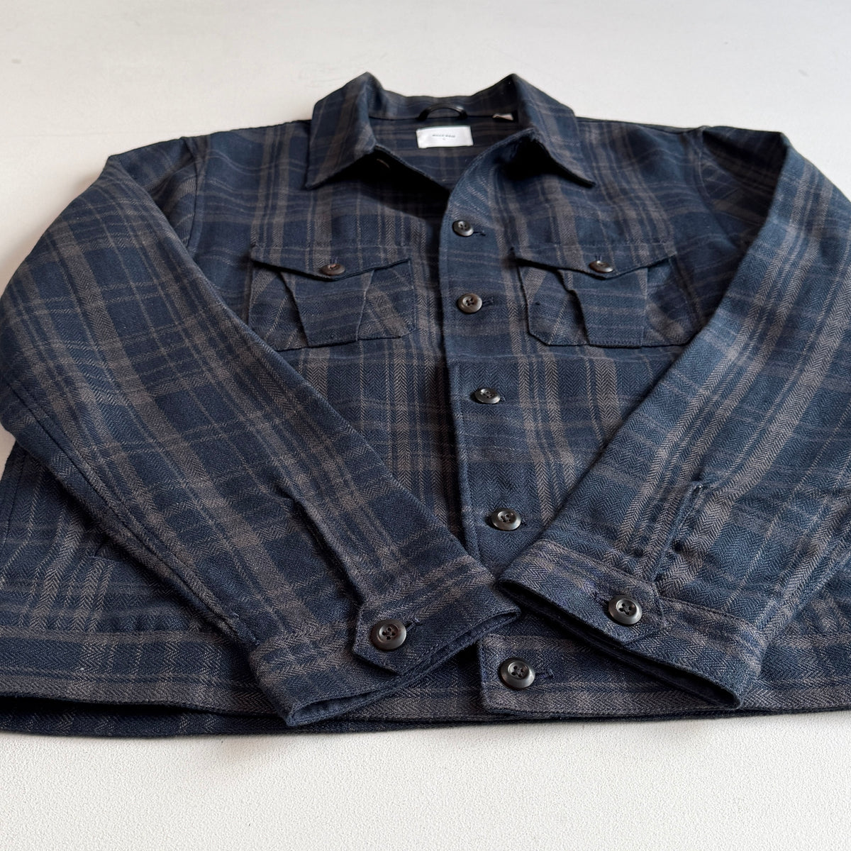 NWOT Billy Reid (L) 100% Linen Plaid Trucker Jacket