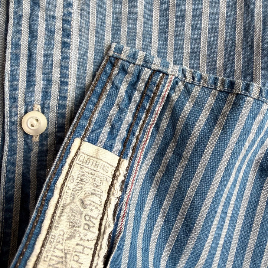 RRL Ralph Lauren (L) Selvedge Hickory Stripe Cotton Heritage Railroad Shirt