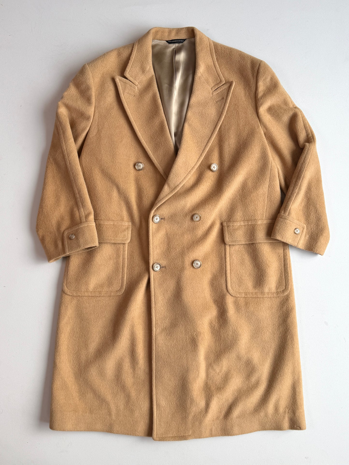 VNTG Ralph Lauren Chaps (46) Camel Wool Double Breasted Half-Belt Overcoat