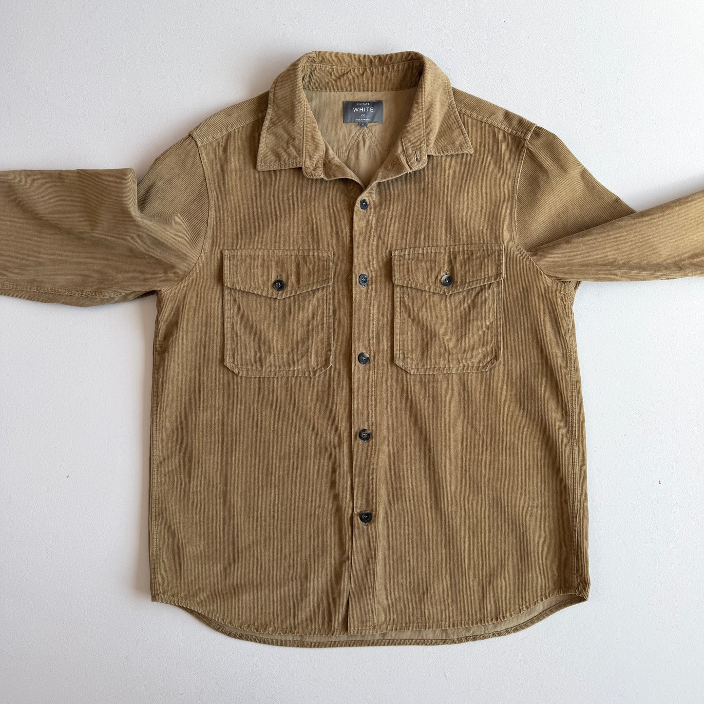 MINT! Private White V.C. (5 / L) Peanut Brown Corduroy Button Overshirt