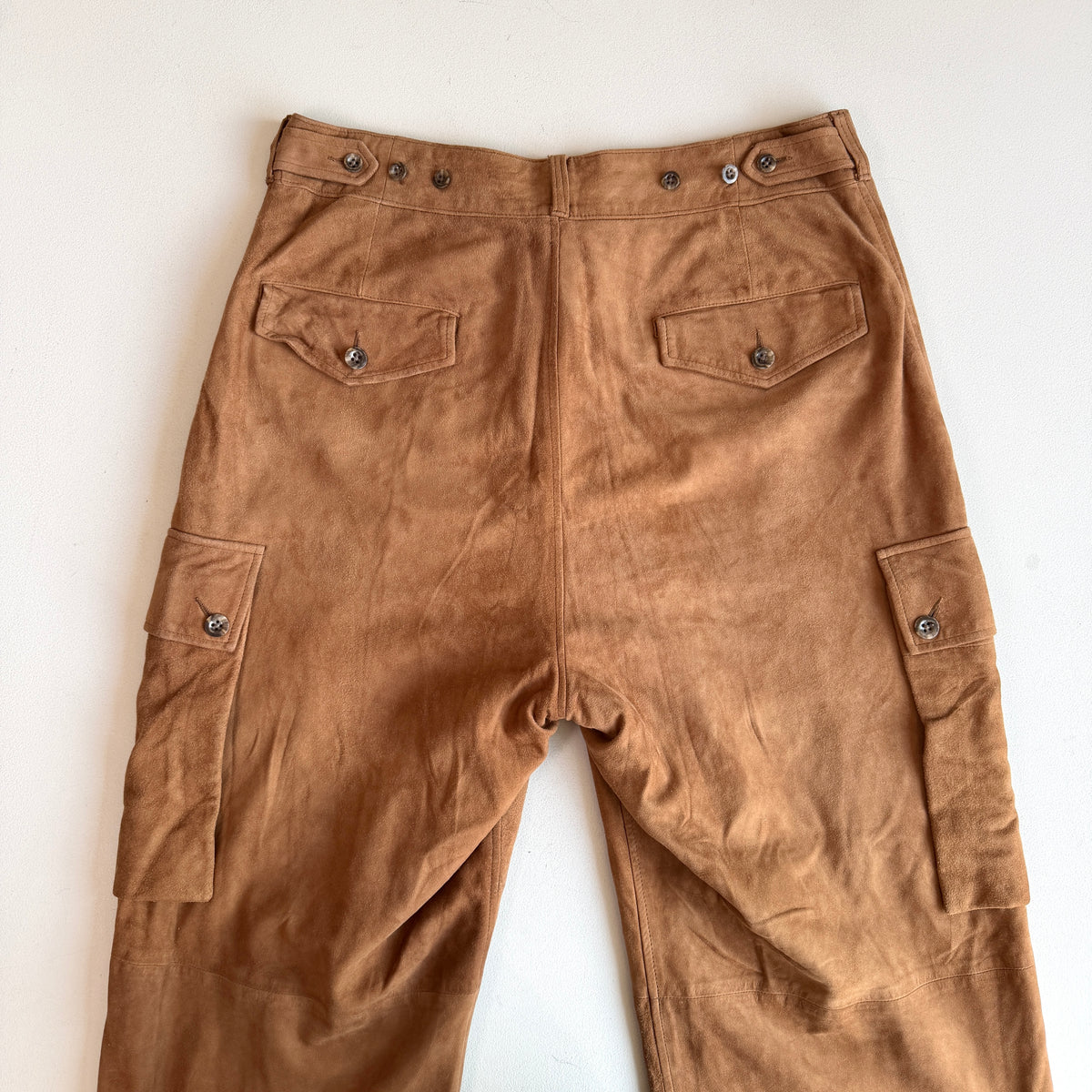 Polo Ralph Lauren (34x30) Suede Leather Tawny Brown High Waist Cargo Pants