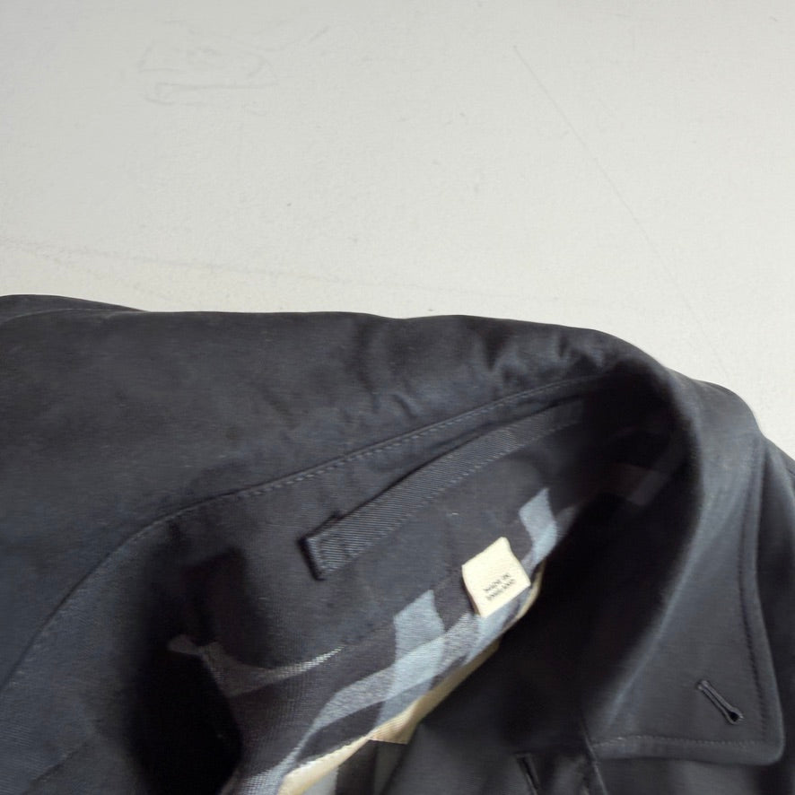 Burberry (48IT / M) Black 100% Cotton Gabardine Twill Car Coat