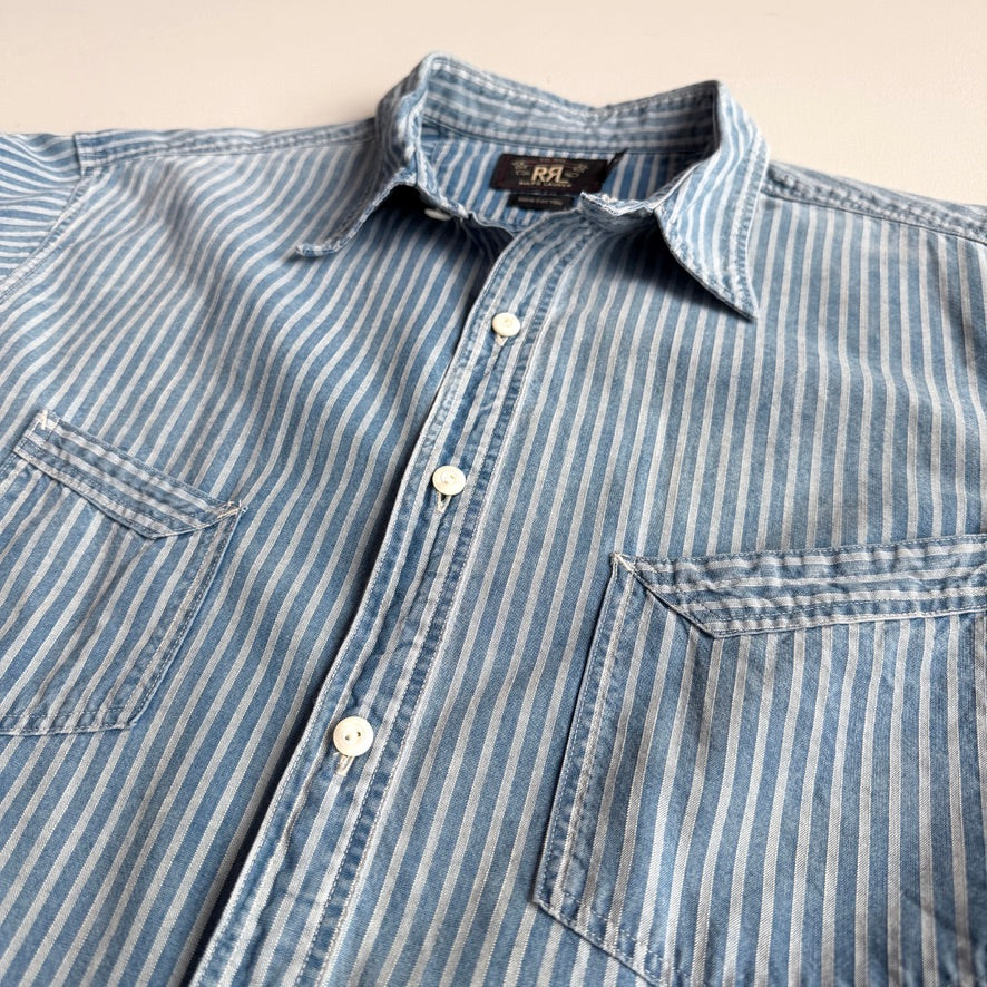 RRL Ralph Lauren (L) Selvedge Hickory Stripe Cotton Heritage Railroad Shirt