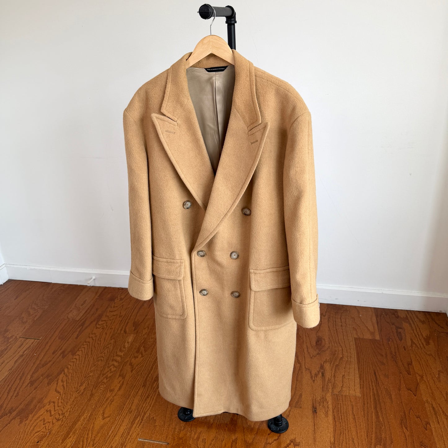 VNTG Ralph Lauren Chaps (46) Camel Wool Double Breasted Half-Belt Overcoat
