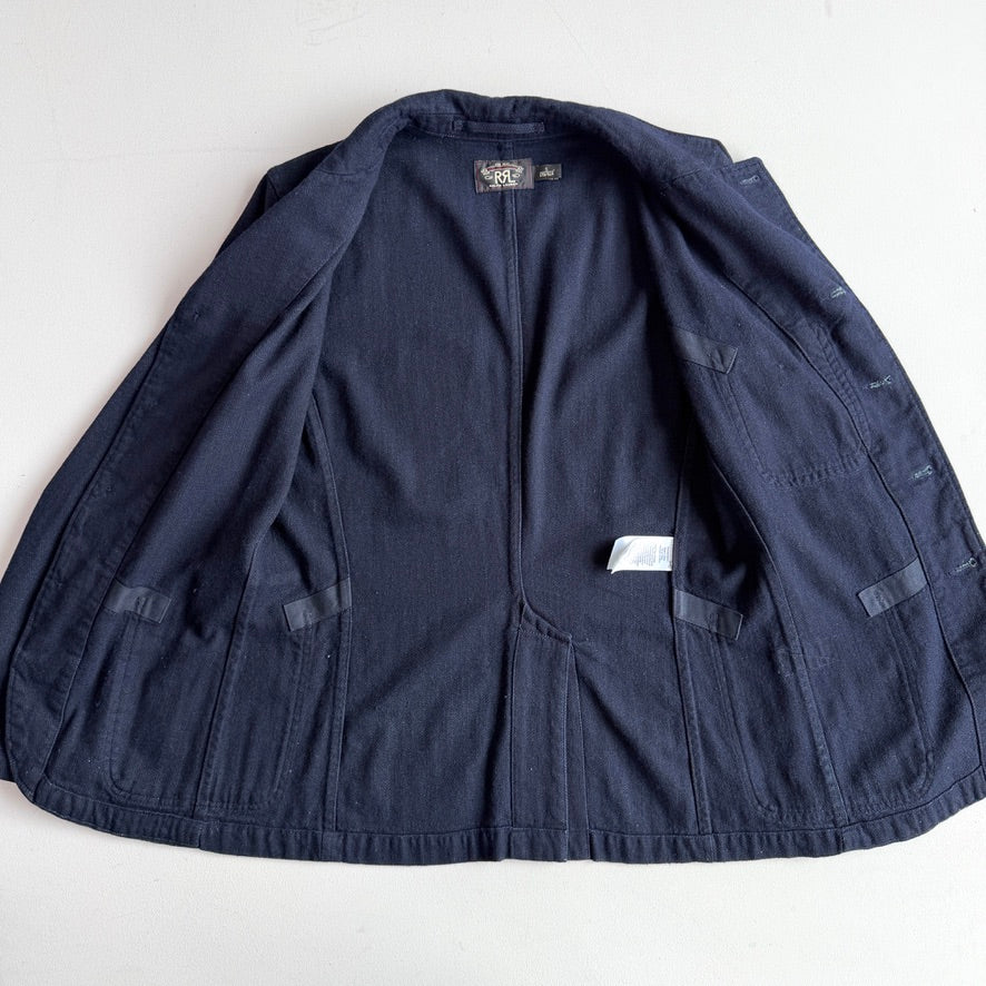 RRL Ralph Lauren (S) Indigo Brushed Cotton/Wool Herringbone Sport Coat