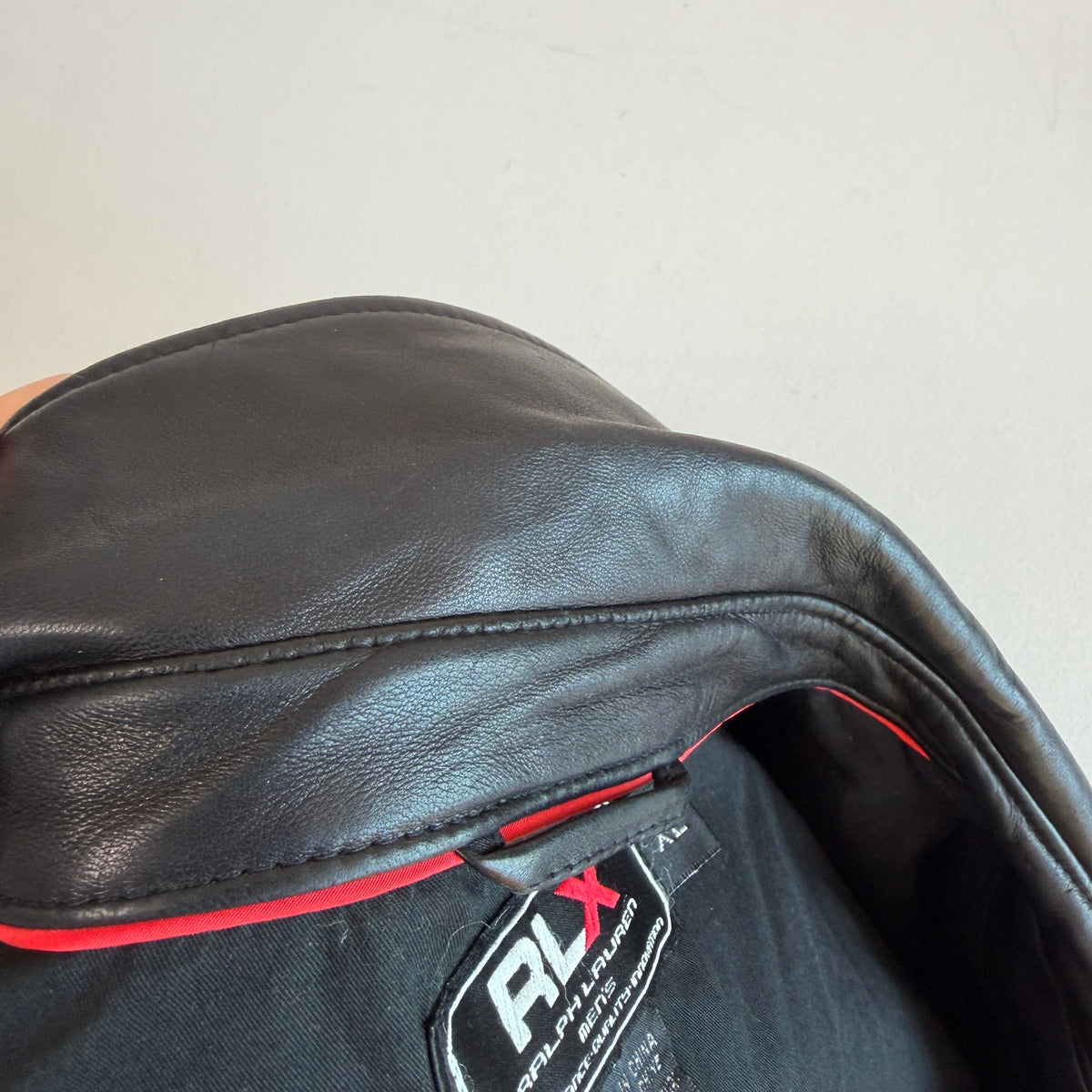 Ralph Lauren RLX (XL) Glove-Soft Leather Fireman Clasp Black Jacket